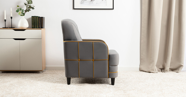 Кресло для отдыха Черри ТК 287 велюр Irida 21 серый, Эвита умбер горчичный