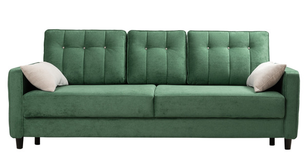 Диван-кровать прямой Арно ТД 566 велюр Лаки 20 хвойный зеленый, Vertical 910 молочно-серый