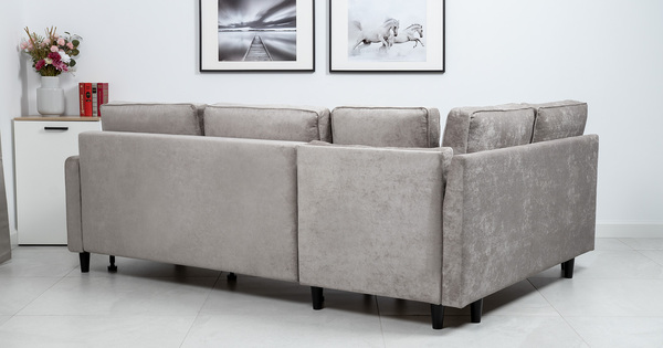 Диван-кровать угловой Арно ТД 563 велюр Лаки 02 серый жемчуг, Vertical 910 молочно-серый, сборка на любую сторону