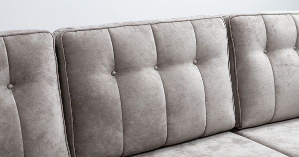 Диван-кровать угловой Арно ТД 563 велюр Лаки 02 серый жемчуг, Vertical 910 молочно-серый, сборка на любую сторону