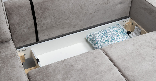 Диван-кровать угловой Арно ТД 563 велюр Лаки 02 серый жемчуг, Vertical 910 молочно-серый, сборка на любую сторону