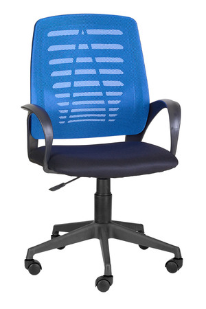 Кресло на колесах Ирис люкс обивка ткань-сетка TW сидушка черный, спинка синий, подлокотники пластик, крестовина пластик, механизм качания 