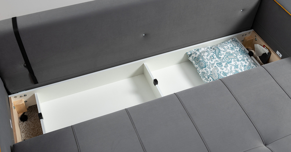 Диван-кровать прямой Черри ТД 287 велюр Irida 21 серый, Эвита умбер горчичный