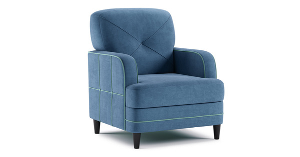 Кресло для отдыха Черри ТК 285 велюр Irida 07 синий, Эвита пистачио ментоловый