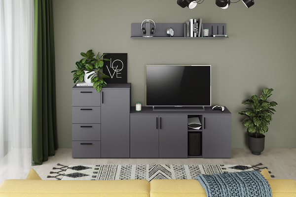 Комод Эйр 16.241 серый графит 0162 РЕ, собирается на любую сторону