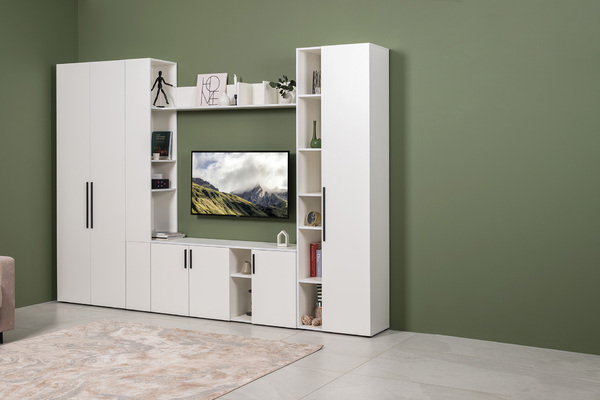 Гостиная Эйр композиция 2 белый PE шагрень, собирается на любую сторону