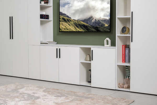 Гостиная Эйр композиция 1 белый PE шагрень, собирается на любую сторону