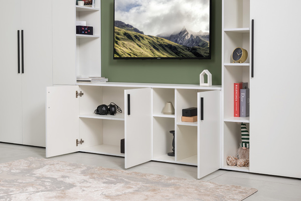 Гостиная Эйр композиция 1 белый PE шагрень, собирается на любую сторону