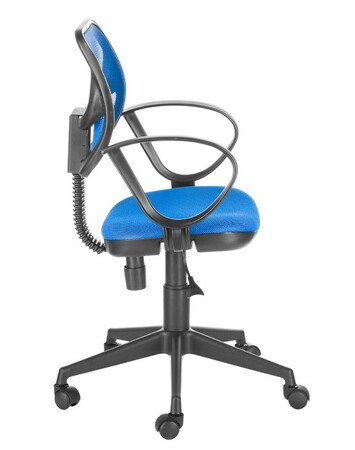 Кресло на колесах Флеш Рондо обивка ткань-сетка синее, подлокотники пластик, крестовина пластик, механизм профи