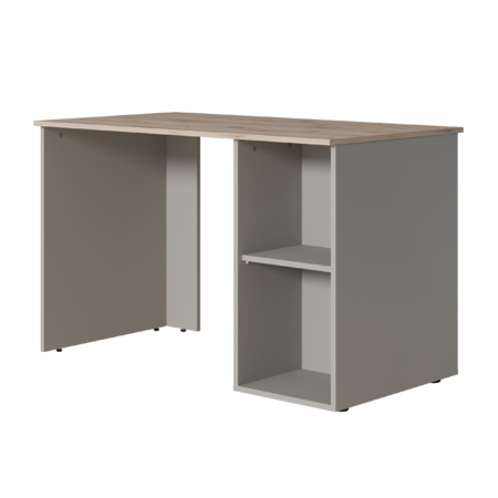 Стол письменный Лайт 12.163 серый шифер, дуб белый exclusive OW D4430, сборка на любую сторону, два варианта сборки тумбы