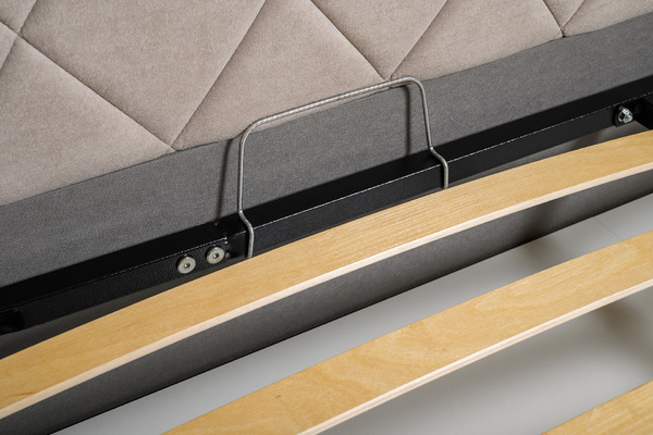 Кровать Марион 160 велюр OCEAN 005 темно-бежевый с ортопедическим основанием и подъемным механизмом (спальное место 160 х 200)