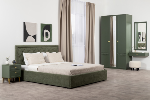 Кровать Марион 160 велюр OCEAN 012 темно-зеленый с ортопедическим основанием и подъемным механизмом (спальное место 160 х 200)