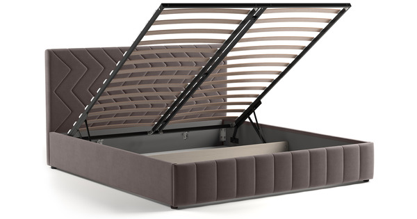 Кровать Милана 180 велюр серо-коричневый с ортопедическим основанием и подъемным механизмом