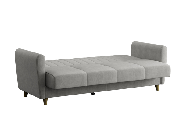 Диван-кровать прямой Монако велюр Вивальди 7 светло-серый с пружинным блоком (высота опор - 120мм)