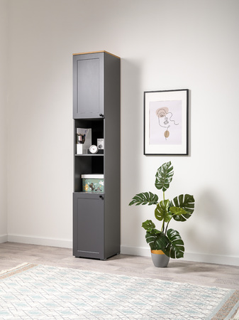 Стеллаж Остин 16.427 серый графит 0162 РЕ, дуб золотой CRAFT, графит ZB 856-2 ПВХ, сборка на любую сторону