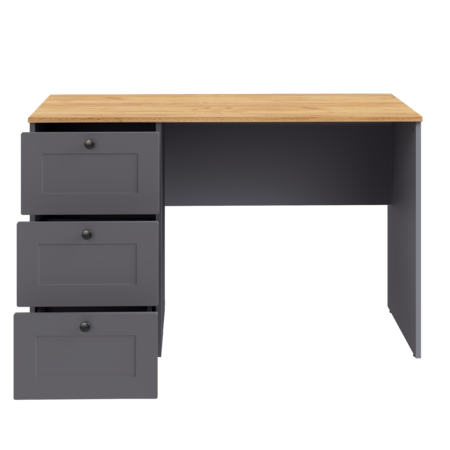 Стол письменный Остин 12.159 серый графит 0162 РЕ, дуб золотой CRAFT, графит ZB 856-2 ПВХ, сборка на любую сторону