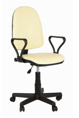 Кресло Престиж Самба обивка кожзам бежевый, подлокотники пластик, крестовина пластик, механизм отклонения спинки