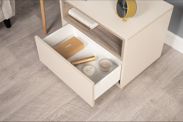 Тумба прикроватная Тайл 16.164 сатин 7045 SU, эмили блаш U9135, белый PE шагрень