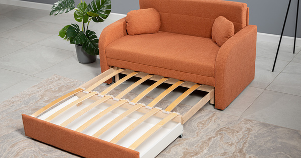 Диван-кровать прямой Тео (120) ТД 907 велюр Danco 412 светло-терракотовый